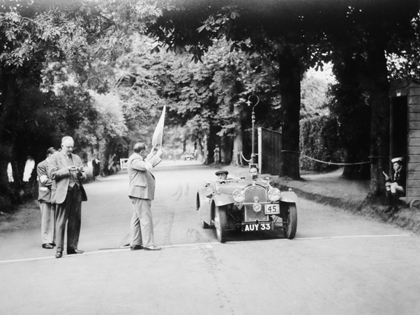 George Goodhall starting a special test on a rally in 1937